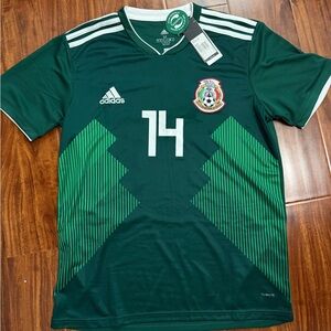 adidas Green Mexico National Team Soccer Jersey with White Accents
